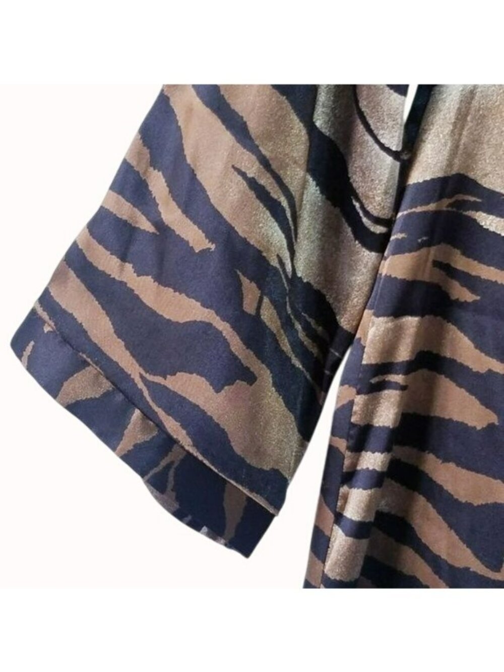 Chico's Women's Zebra Animal Print Midi Dress 3/4 Sleeve Size 0 Brown Black - Picture 4 of 4
